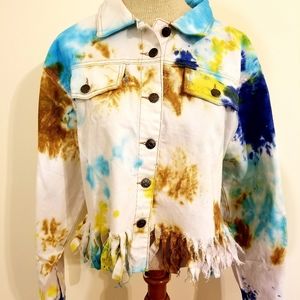 Nwt Tye Dye Distressed Jean Jacket